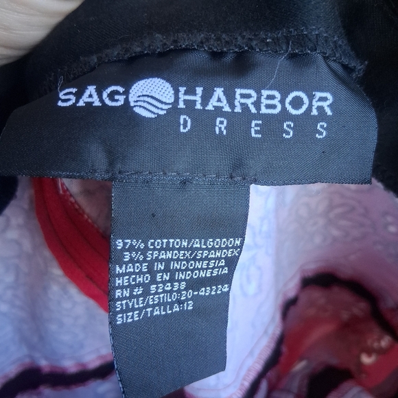 Rockabilly Modest Neckline Dress Size 12 Red Floral Bandana Retro Sag Harbor - Picture 4 of 4